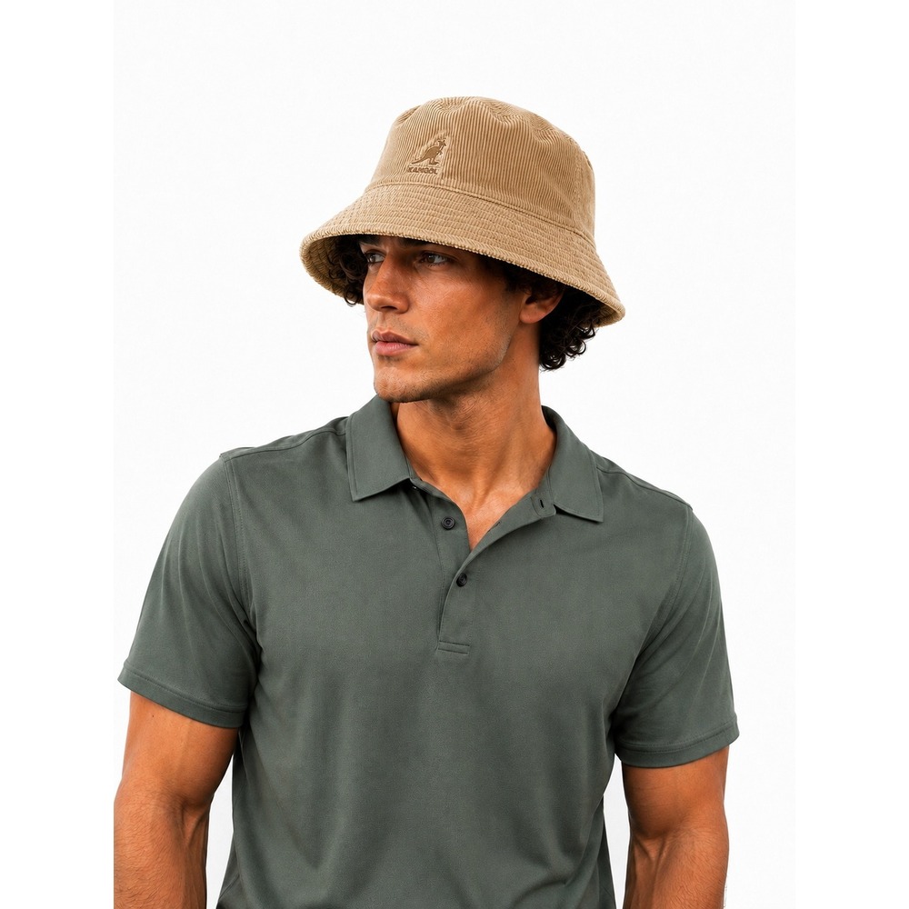 Kangol Cord Bucket Hat Tan Beige Corduroy Embroidered Logo Mens Size Medium NWOT
